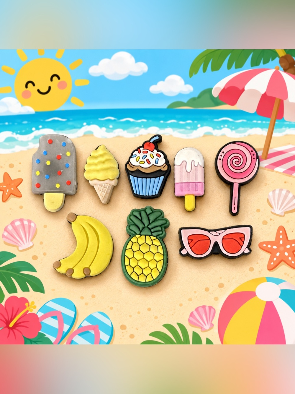New! Vacay Vibes Croc Charms 8 pieces